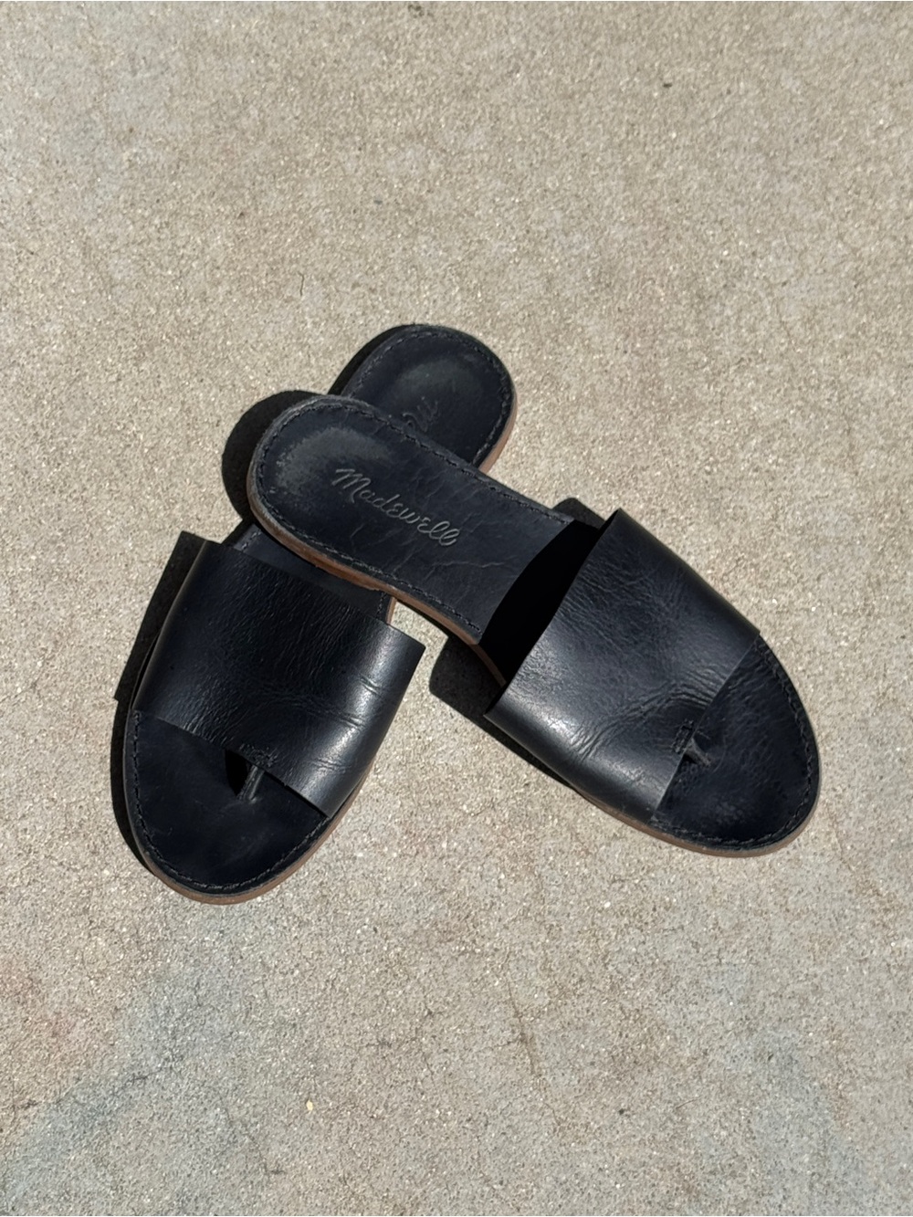 Madewell Black Leather Slide Sandals 6.5